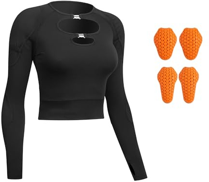 Coheritrix Chaqueta De Moto Malla Corta Para Mujer, Transpirable Camisa De Protección Motociclista De Mujer Con Almohadillas Extraíbles para Motociclismo Ciclismo, Running, Entrenamiento
