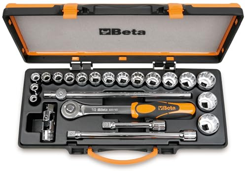 BETA 920AS/C17X - Assortimento di 17 chiavi a bussola poligonali e 5 accessori in cassetta di lamiera