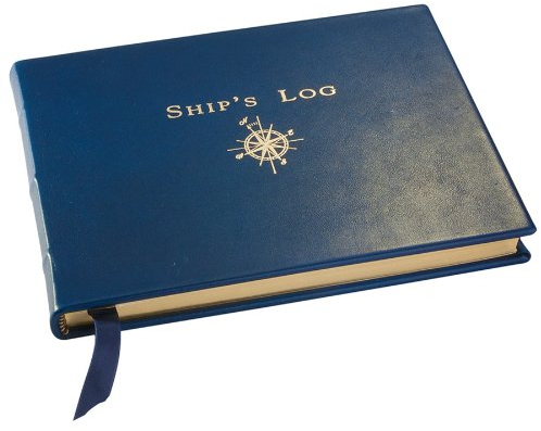 Piel auténtica buque de registro/diario, azul
