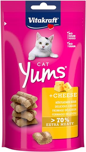 Vitakraft Cat Yums, Katzen Leckerli, weicher Katzensnack gefüllt mit Käse, im wiederverschließbaren Beutel, ohne Zusatz von Zucker (1x 40g)