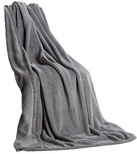 CelinaTex Flauschige Kuscheldecke XXL 200 x 220 cm grau Decke Sofa Couch warm Wohndecke weich Mikrofaser Fleece Oeko-TEX Quebec