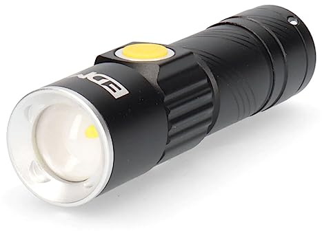 EDM 36388 Mini Linterna con Zoom 1 Led 120 Lumens Recargable con Usb y Bateria de Litio Incluida, Multicolor, 60 m