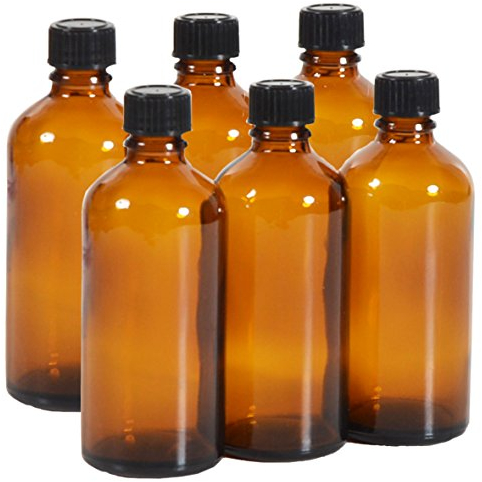 ComptoirDesBoites 6 x flacons vides en verre ambré avec bouchon - Contenance 100 mL - FL26DIN