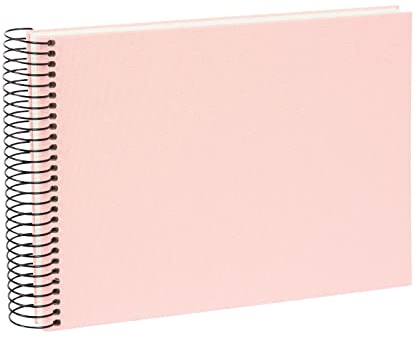 goldbuch 20722 Spiralalbum Bella Vista, Foto Album 24x 17cm, Fotoalbum mit 40 weiße Seiten, Erinnerungsalbum aus Leinen, Fotobuch für Bilder und Fotos zum Einkleben, Rosé