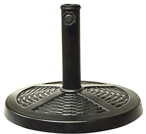 Garden Mile Rattan Effect Garden Parasol Umbrella Base - Heavy Duty Weatherproof Traditional Adjustable Black Resin Umbrella Stand for Patio, Garden, Outdoor, Camping - Black (10Kg)