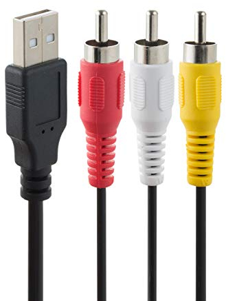 baolongking USB to 3RCA Cable, USB Male to 3 RCA Male Jack Splitter Audio Video AV Composite Adapter Cord Cable 1.5M (USB M/3RCA M)