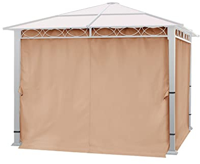 4 Seitenteile für Gartenpavillon Rendezvous Deluxe 3x3 m - Polyester ca. 160 g/m² - mit Reißverschluss - Cappuccino