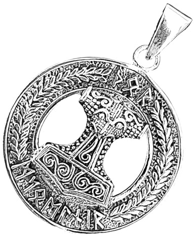 Kiss of Leather Colgante de martillo de Thor de plata de ley 925 n.º 404, Plata de ley