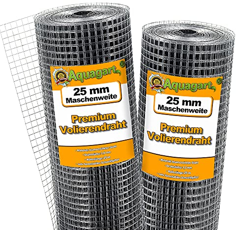 Aquagart® Volierendraht Hasendraht 125m x 1m, Drahtgitter Maschenweite 25mm, verzinkter Maschendraht-Zaun, robustes Schweißgitter