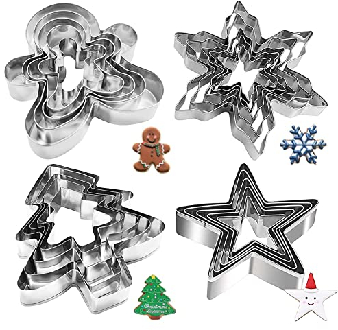 KOIROI Lot de 20 Emporte-pièces de Noël en Acier Inoxydable - Étoile, Flocon de Neige, Sapin de Noël, Homme en Pain d'Épice