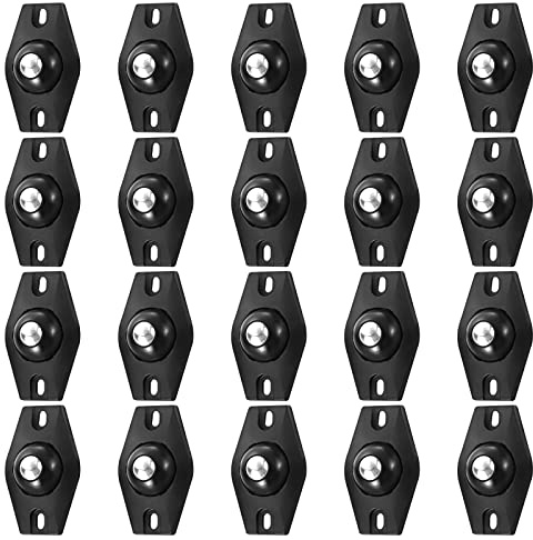 20 Stück Kugelrollen Schwerlast Möbelrollen Klein, DAWRIS Möbelrollen Flach Selbstklebend Kugelrollen für Möbel, 360° Mini Transportrollen Rollen für Möbel Aufbewahrungsbox Mülleimer (Schwarz)