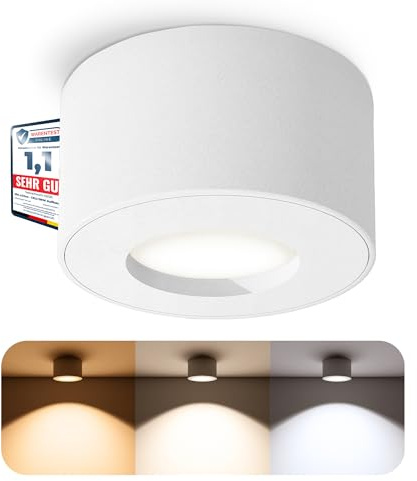 SSC-LUXon CELI-1 Aufbauspot weiß IP44 dimmbar 6W 3 Lichtfarben Bad | Dimmbarer Bad-Aufbauspot weiß rund IP44 - warm / neutral / tageslicht, inkl. 6W LED-Modul, für Bad, Balkon & Feuchtraum