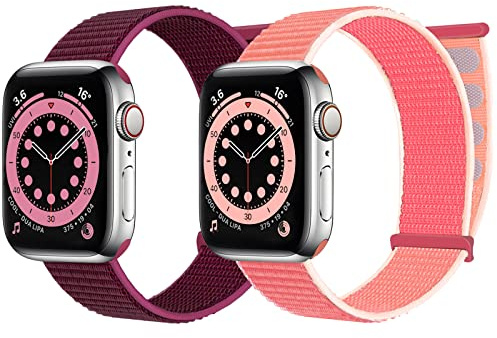 Chinbersky 3 sportloop armband kompatibelt med Apple Watch (38, 40, 41 mm) Justerbart nylonkardborreband ersättningsband för iWatch Series 8/7/6/5/4/3/2/1/SE