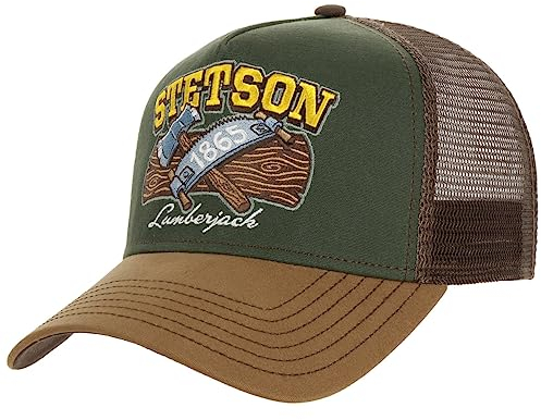 Stetson Lumberjack Trucker Cap - Outdoor-Style Basecap - Mehrfarbig mit Mesh - Verstellbar für Damen und Herren - Ganzjährig braun One Size