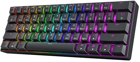 HK GAMING GK61 SE 60% | Tastiera meccanica da gioco | 61 tasti Multi Color RGB LED Backlit per PC / Mac Gamer | Layout US (nero, nero meccanico)