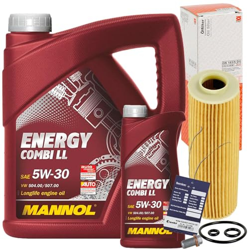 Knecht Ölfilter+Mannol 5W30 Öl | Ox 183/5D1+V30-2001+MN1801+Mannol Combi LL 5W30 für C-E W203 W204 W211 Slk R171 Clk