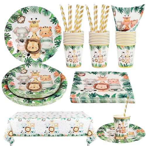 101 Piezas Juego de Vajilla Desechable Cumpleaños | Mantel, Platos CumpleañOs Infantil, Tazas, Pajitas, Servilletas - Vajilla Desechable CumpleañOs Para 20 Invitados