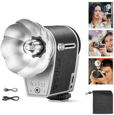GODOX Lux Cadet Retro Camera Flash, 6200K±300K GN10 with 7 Levels Flash Power, Auto & Manual Flash Modes Camera Flash for for Canon Nikon Sony Fuji Olympus Camera