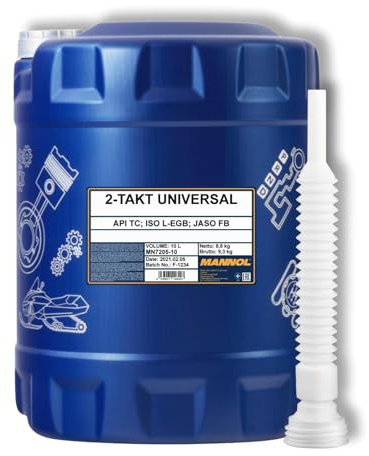 MANNOL 10L 2-Takt Universal Öl Motoröl Motorrad API TC JASO FB + Abfüllschlauch
