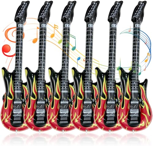 6 Pezzi Air Guitar Gonfiabile , Chitarra Gonfiabile , Chitarra Gonfiabile Rock per Carnevale Compleanno Feste Rock -100 cm