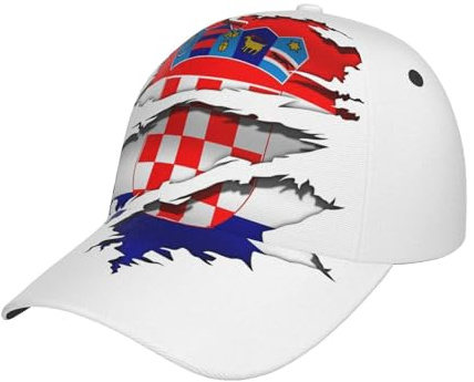 urtradezz Baseballkappe mit kroatischer Flagge, verstellbar, modisch, lässig, flache Krempe, Papa-Hüte für Damen und Herren