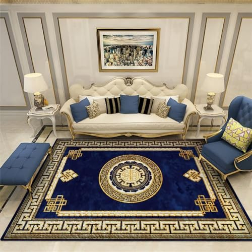 RUGMRZ Carpet Bedroom 170x240CM Teppich kinderzimmer waschbar Wohnzimmer groß Blau Schlafzimmerteppiche Klassische Orientteppiche leicht zu reinigende Teppiche