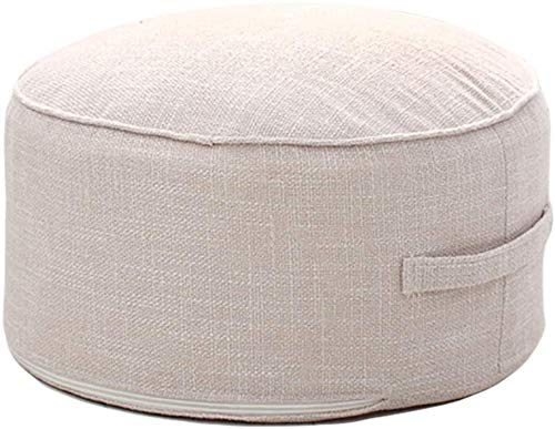GaRcan Fußhocker, rund, Sitzkissen, Sofa, Couch, Sitzkissen, Ottomane, Fuß- und Beinstütze, Tritthocker mit Griff und abnehmbarem Bezug für Zuhause, Farbe: C (weiß 40 x 20 x 20 cm (16 x 8 x 8))