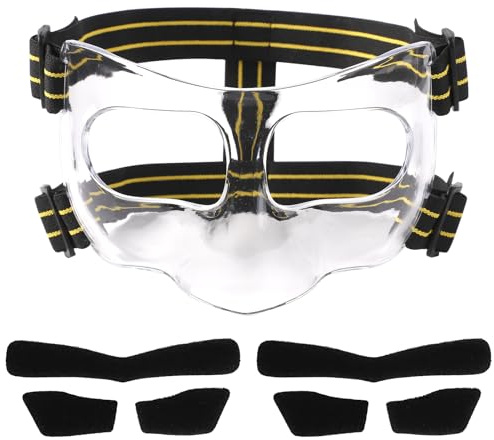 Maske für gebrochene Nase, 15 x 9,5 cm Verstellbarer Nasenschutz mit Polsterung Gesichtsschutz Gelb Schwarz Sport-Gesichtsmaske für Basketball Fußball Baseball (Vollständige Abdeckung)