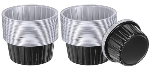 QUARKZMAN Bicchierini Cupcake Neri, 100pz Pirottini Standard Cupcake Foglio Alluminio 5 Once, Pirottini Cupcake Usa e Getta per Dessert, Forniture Feste Compleanno, Decorazioni Matrimoni
