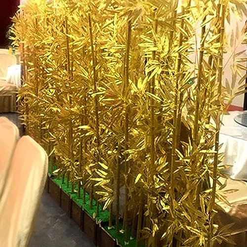 LAMEDOAT Künstliche Bambuspflanze, Hochzeitsbühne, Eröffnungsparty, künstlicher Goldener Bambus mit Holzsockel, Landschaftsornamente für den Innen- und Außenbereich, freistehender Zaun, Raumdekor (Fa