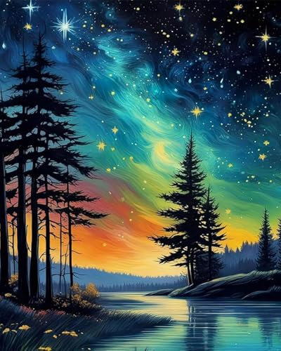 FLAJZ Malen Nach Zahlen Erwachsene, DIY Handgemalt Ölgemälde Set für Anfänger und Erwachsene, Malen Nach Zahlen Landschaft mit 3 Pinseln und Acrylfarbe zur Heimdekoration, Ohne Rahmen 40X50cm