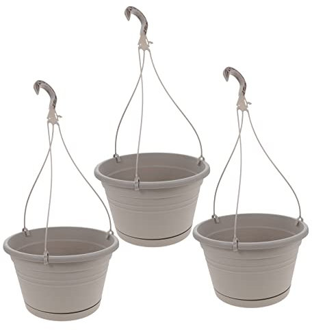 HOLIDYOYO Fioriera Sospesa Per Esterni Balcone 3 Pezzi Ganci Per Vasi Da Fiori Da Appendere Resistenti Alle Intemperie Leggeri Colore Grigio