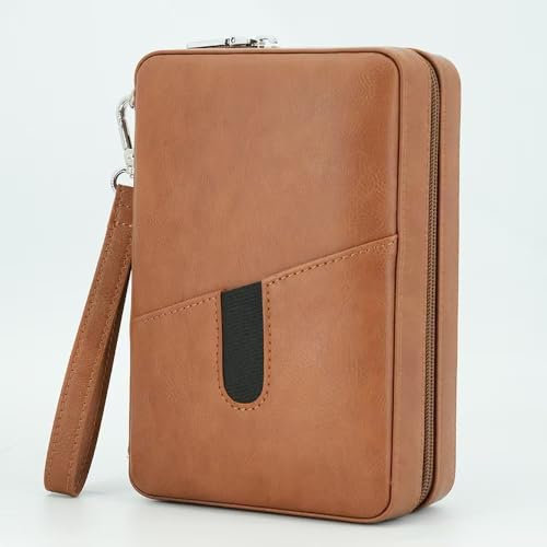 Goshentech Humidor de madera de cedro de cuero, capacidad: 6 piezas, caja de humidor portátil de viaje con humidificador (marrón)