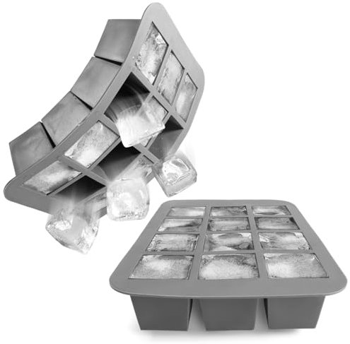 COM-FOUR® 2x stampo per cubetti di ghiaccio per un totale di 24 cubetti di ghiaccio - contenitore per cubetti di ghiaccio in plastica - produttore di cubetti di ghiaccio (2 pezzi - cubo M)