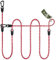 BLUZELLE Verstellbare Hundeleine 3m, Mittelgroße & Große Hunde, Freihandleine Doppelleine für 2 Hunde, 2 Starke Aluminium-Karabiner, Reflektierende Paracord-Leine mit Leder-Akzenten, Farbe:Rot