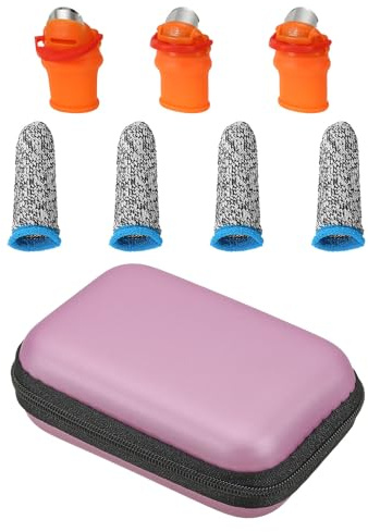 PATIKIL Large Gardening Thumb Knife Set with Storage Case, Silicone Thumb Cutter Finger Cover Garden Trim Tool for Picking Fruit Vegetable, Pink