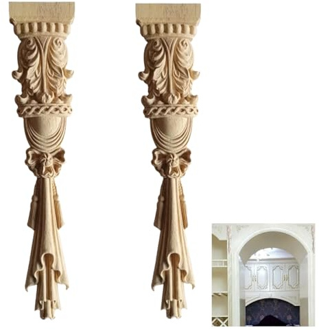 Eabdice 2 Stück Holzornamente für Möbel Vintage, Ornament Schnitzerei Holz,Houten ornament, Wird auf Hotels, Konferenzräume und Innenmöbel Angewendet