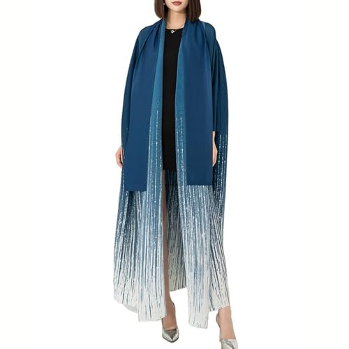 UERSJWYSO Cappotto Lungo da Donna di Lusso Poncho Oversize Sfumato con Maniche a Pipistrello Maxi Spolverino Capispalla,Blu,One Size