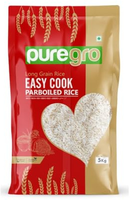 Puregro Easy Cook Rice | Aromatic Long Grain | Premium Quality | Perfect for Fluffy and Flavourful | Quick Cooking | Ideal for Jollof Rice | Paraboiled 5kg