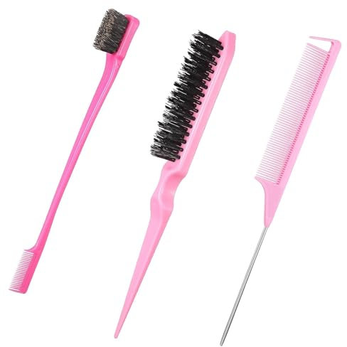 1 Pieces Back Combing Brushes,Slick Back Hair Brush Set With Edge Brush,Suitable for Daily Styling,Root Hair Removal,Bangs Finishing, Edge Modification,Professional Hairdressing and Other Scenarios