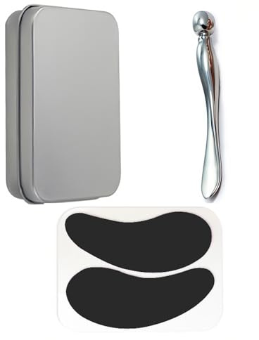 KGDUYC 1 par de parches de negro reutilizables para los ojos, parches para los ojos con efecto lifting para reducir arrugas y líneas finas, aplicador de metal