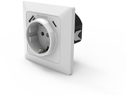Northpoint Schuko Steckdose mit USB-C & USB-A 5V, 2,1A, reinweiß glänzend, modern, inkl. Rahmen