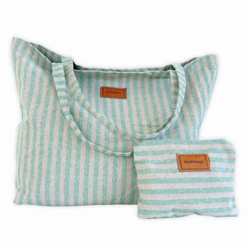 MOMOMUS Borsa Mare Grande XXL Cotone Riciclato con Pochette 60x40 cm