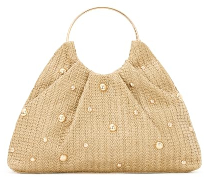 Ynport Crefreak Tote Bag da Donna in Paglia Tessuta Grande Borsa da Spiaggia per Estate, Vacanze e Viaggi, Borsa Casual Fatta a Mano per le Donne