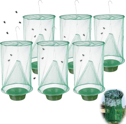 Fliegenfalle Draußen,Ranch Fliegenfallen Outdoor Hängend, Wiederverwendbarer Fliegenfänger Killer, Folding Fly Trap Für Außenparks, Restaurants Und Bauernhöfe (6)