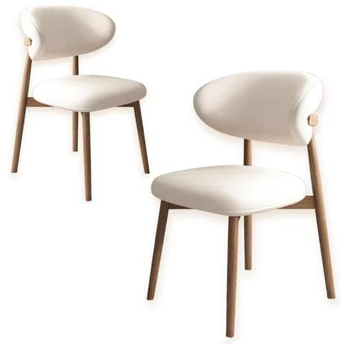 Lot de 2, 4 ou 6 chaises de salle à manger ergonomiques modernes – Doux et confortable avec pieds en bois, idéal pour la cuisine, la salle à manger, le restaurant – Finition élégante blanche et noyer