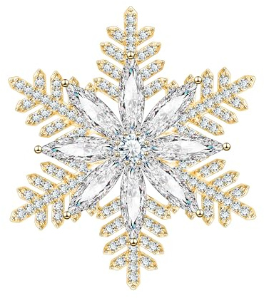 Unimooie Elegante spilla a fiocchi di neve da donna placcata in oro con zirconi bianchi gioielli festivi accessori da sposa moda invernale regalo per le donne