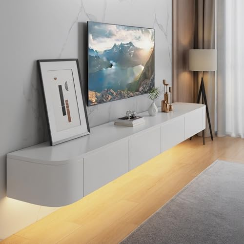 YINXSLO Tv Lowboard Hängend mit Schublade für Wohnzimmer | Modern Tv Board Hängend, Kiefernholz Tv Schrank mit Großzügigem Stauraum für Wohnzimmer und Schlafzimmer