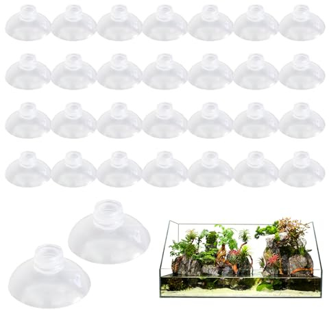 30 Stück Aquarium Saugnapf Clips,Aquarium Saugnapf Halter,Co2 Schlauch Heizer Saugnäpfe für Futterrohrset,Transparent Aquarien Luftschlauchhalter,Saugnapfe Ohne Haken,PVC Haftsauger für Heimdekoration