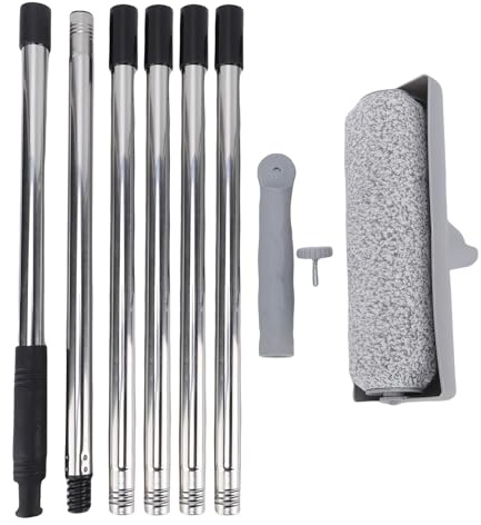 NOENNULL Wall Paint Brush Roller Long Handled Paint Roller for Ceiling Heavy Duty Plastic Handle Fiber Roller Paint Roller Kit with Extension Pole for Indoor and Outdoor Painting
